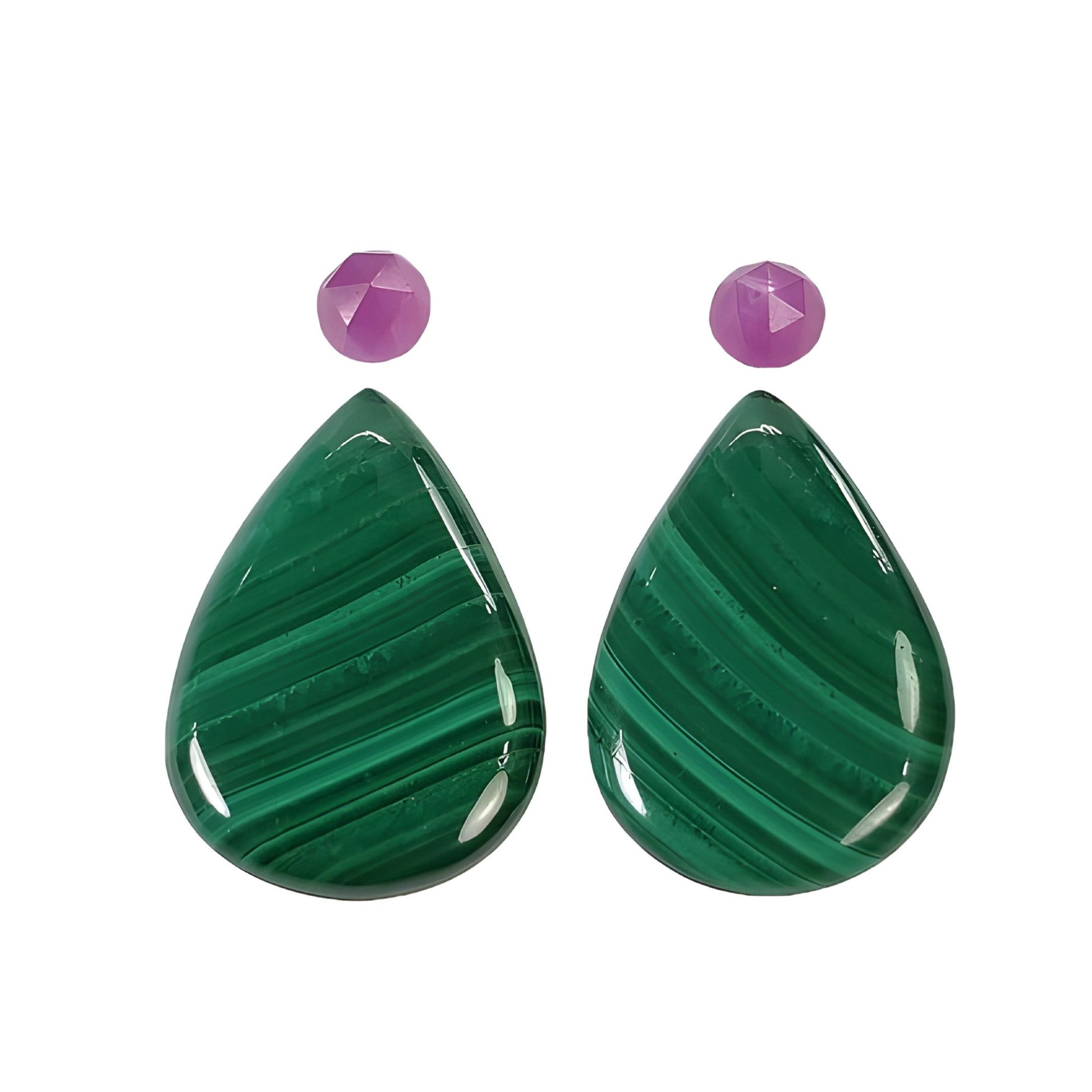 malachite, sapphire pear shape cabochon