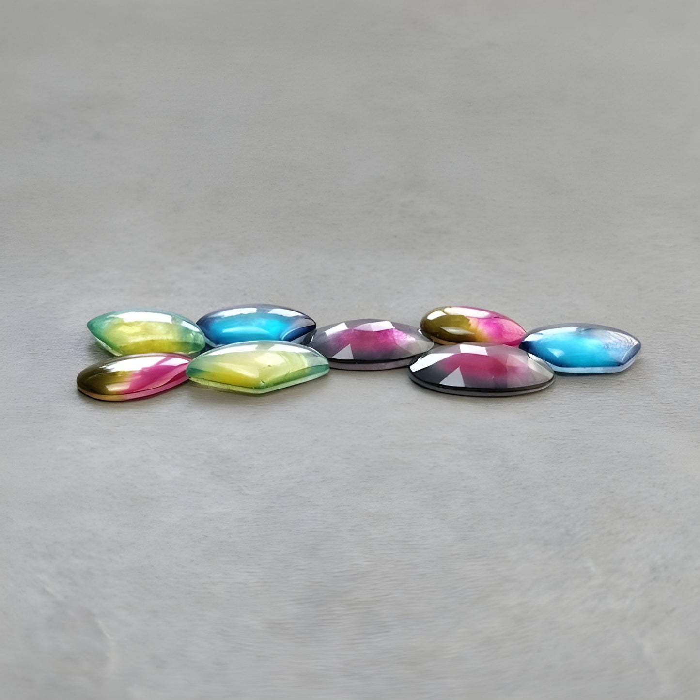 63.70cts Quartz Doublet Gemstone Natural Untreated Cabochon, Rose Cut Fancy Shape 8pcs