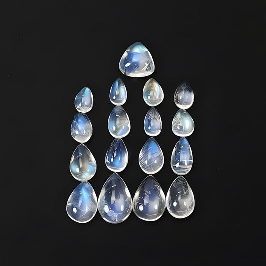 rainbow moonstone pear shape cabochon