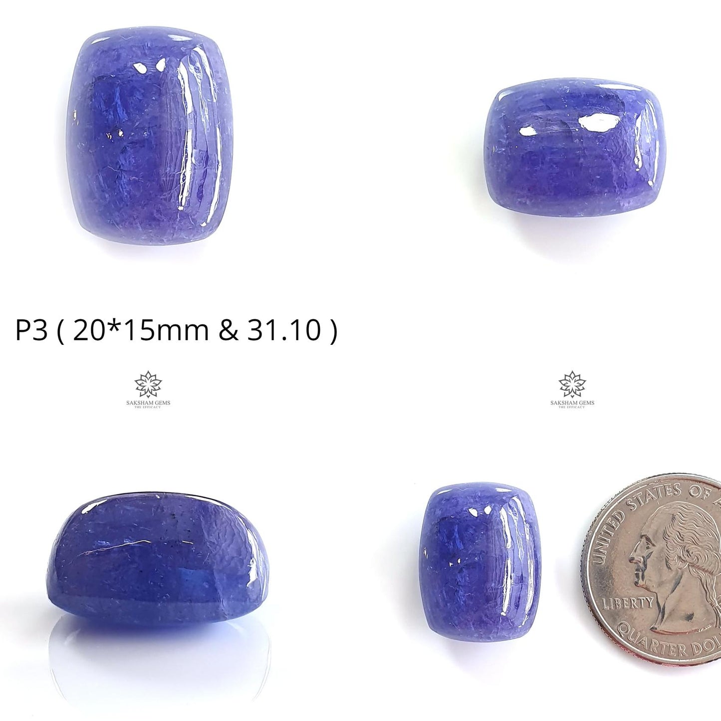 Natural Tanzanite Oval Cabochon : Natural Blue Tanzanite Gemstone Oval Shape