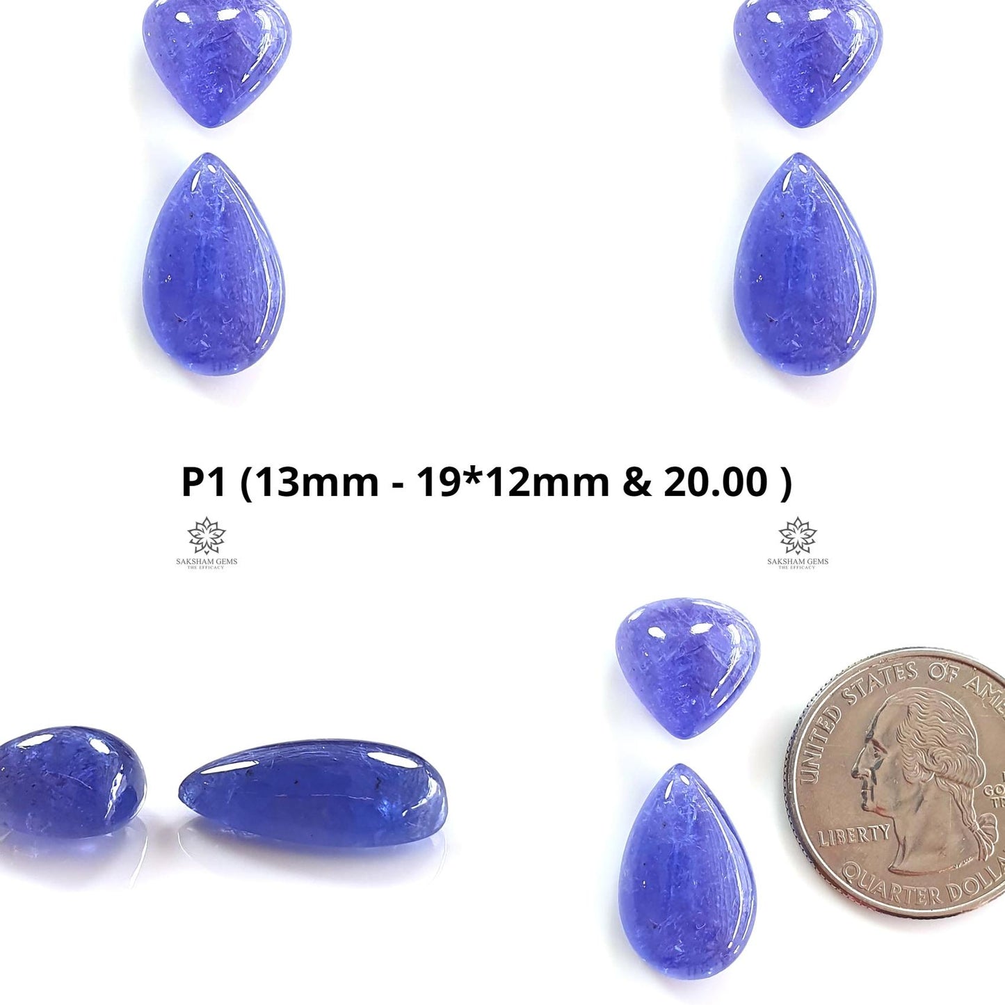 Tanzanite Pear Heart Cabochon : Natural Blue Tanzanite Gemstone Pear Shape