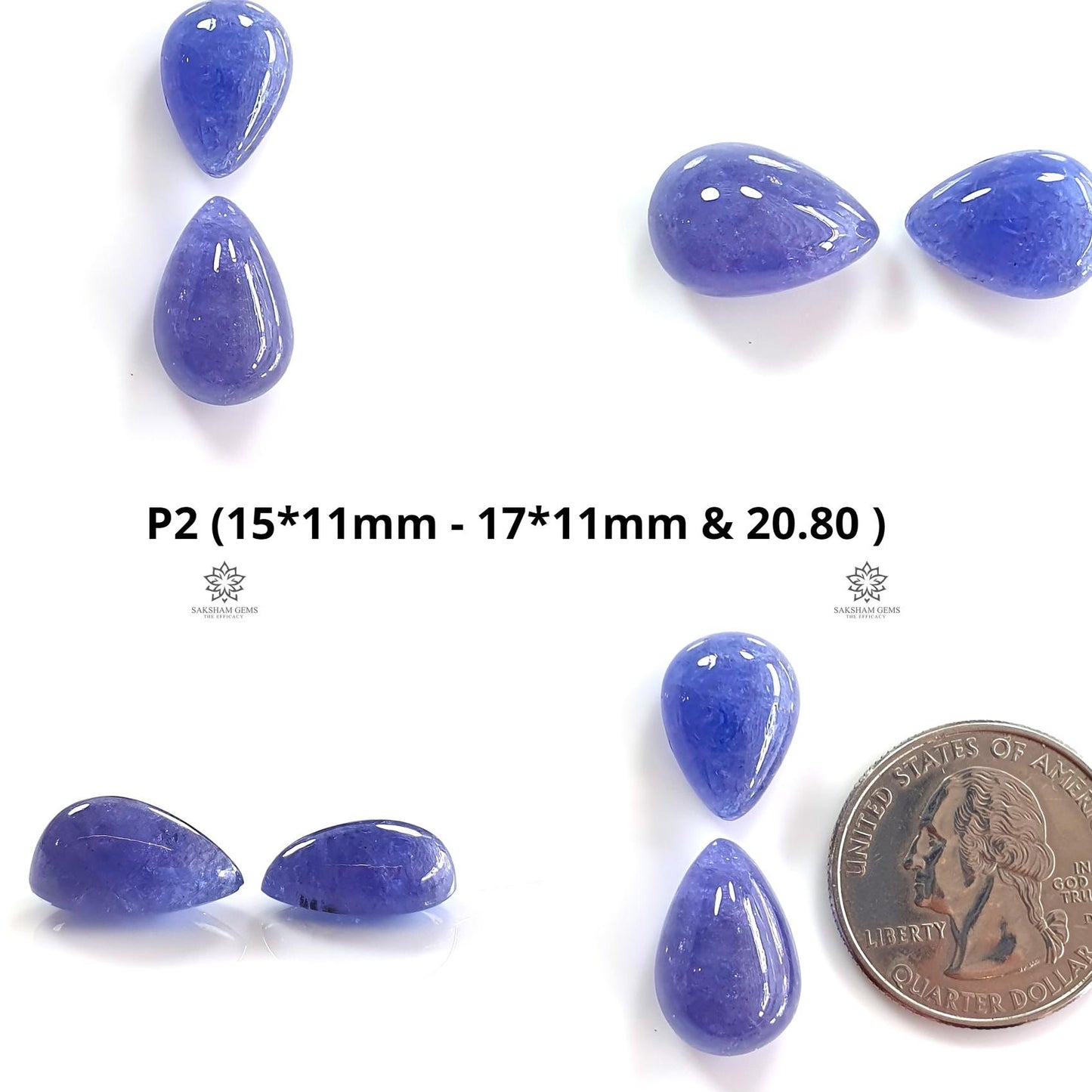 Tanzanite Pear Heart Cabochon : Natural Blue Tanzanite Gemstone Pear Shape