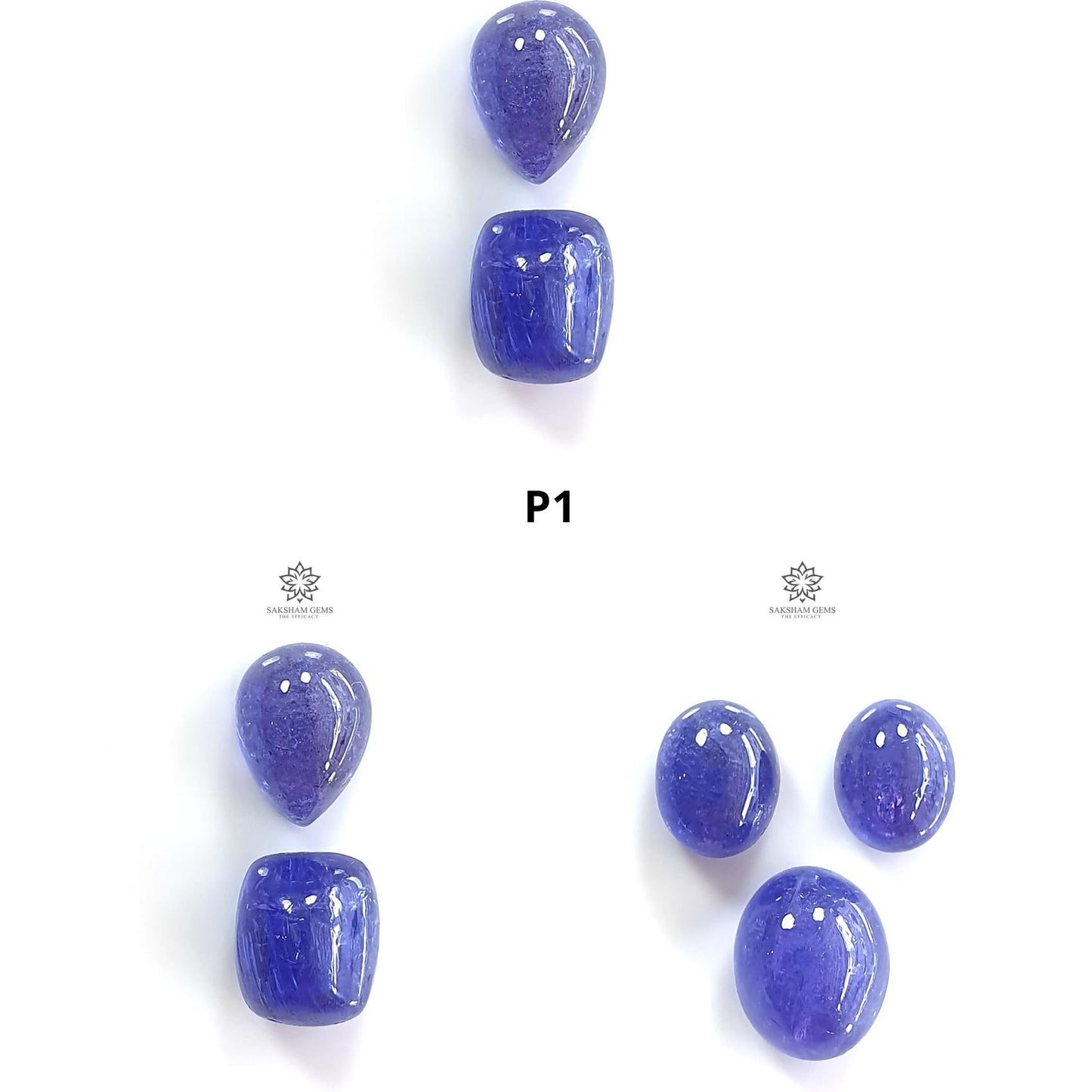 Tanzanite Pear Cushion Cabochon : Natural Blue Tanzanite Gemstone Pear Shape