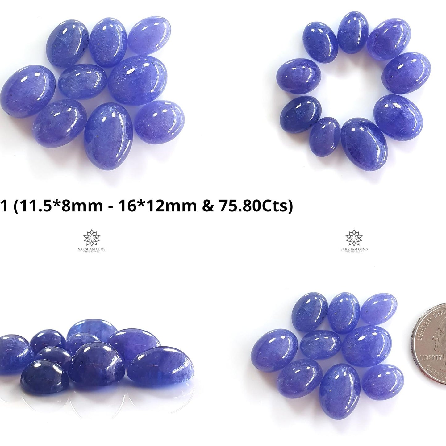 Tanzanite Oval Cabochon : Natural Blue Tanzanite Gemstone Pear Shape