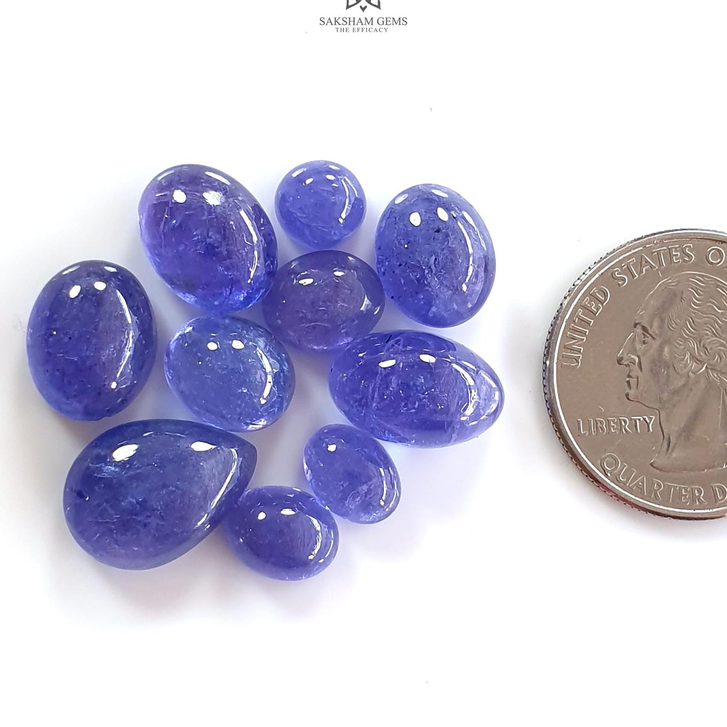 Tanzanite Oval Cabochon : Natural Blue Tanzanite Gemstone Pear Shape
