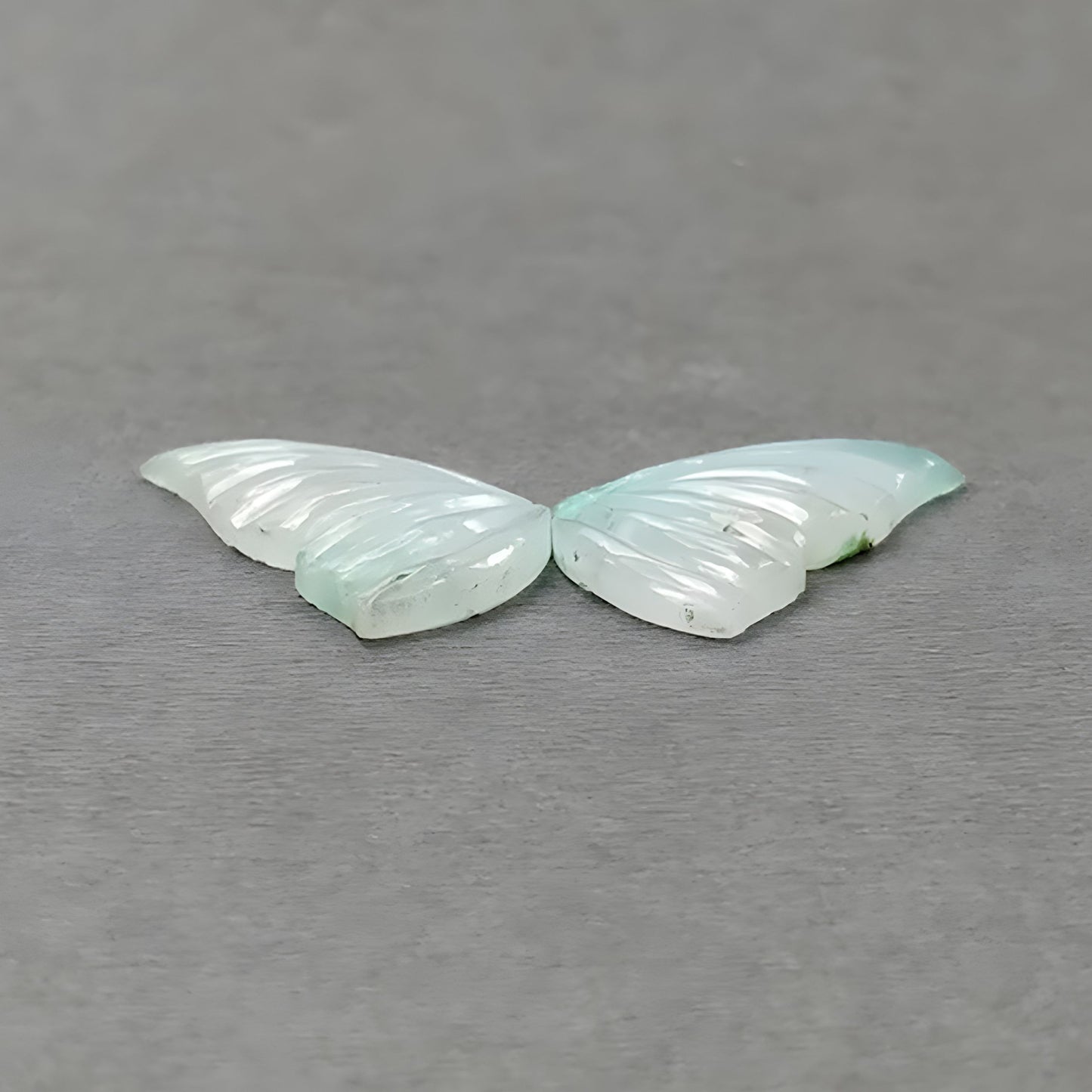 22.05cts Natural Untreated Green Chrysoprase Gemstone Carving Butterfly Pair