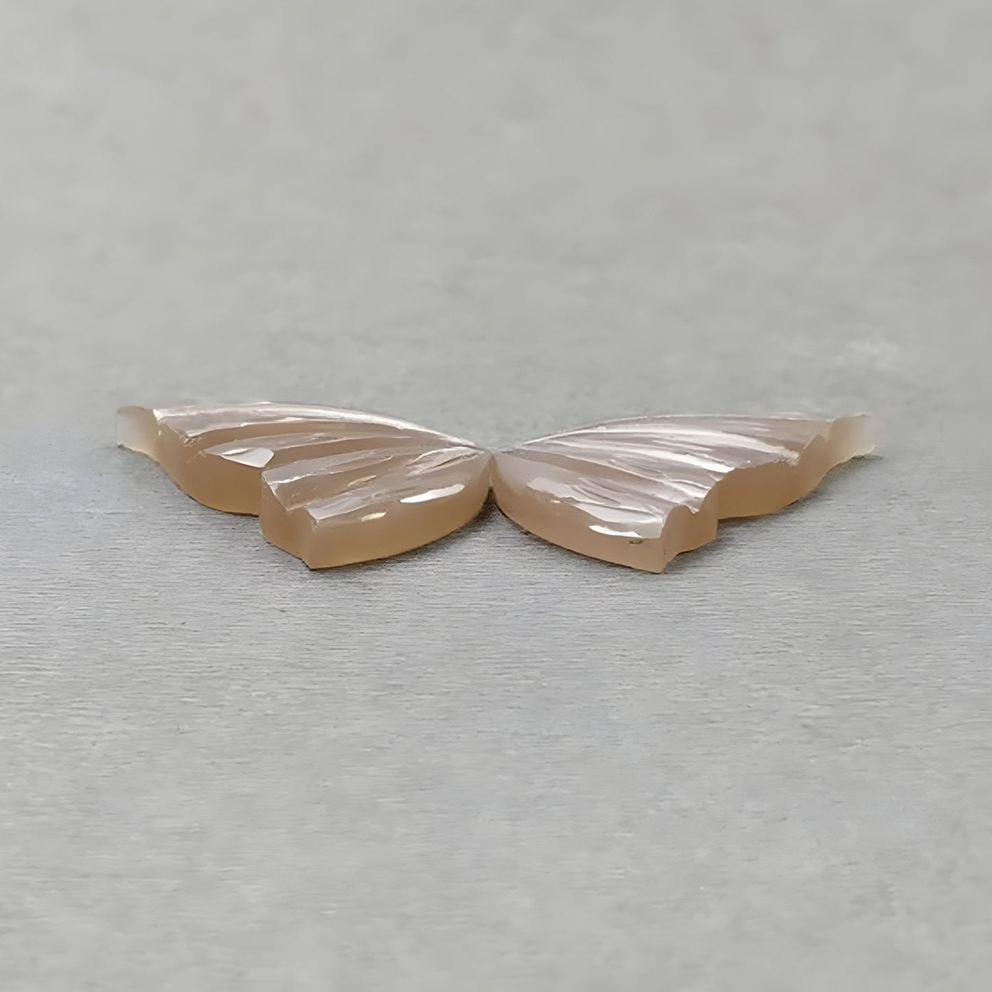 24.75cts Natural Untreated Peach Moonstone Gemstone Carving Butterfly Pair