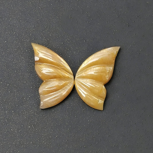 yellow moonstone butterfly carving