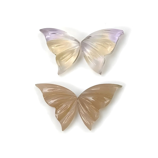 Ametrine, Moonstone Butterfly Shape Carving