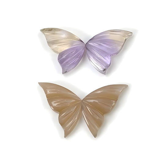 Ametrine, Moonstone Butterfly Shape Carving
