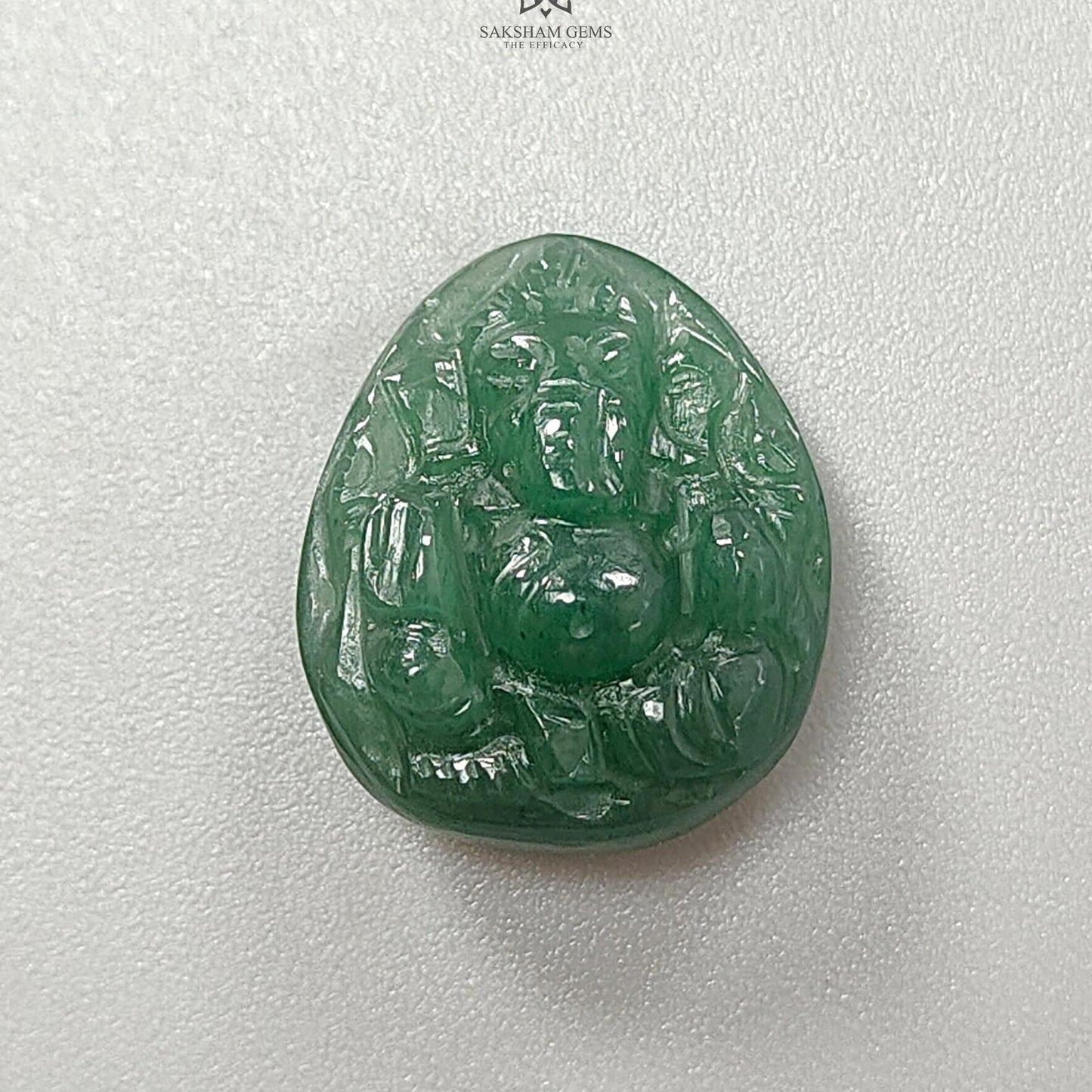 Green Aventurine Ganesha Carving : 18.20cts Natural Untreated Quartzite April Birthstone Lord Ganesha Idol Shape 20*17mm For Jewelry