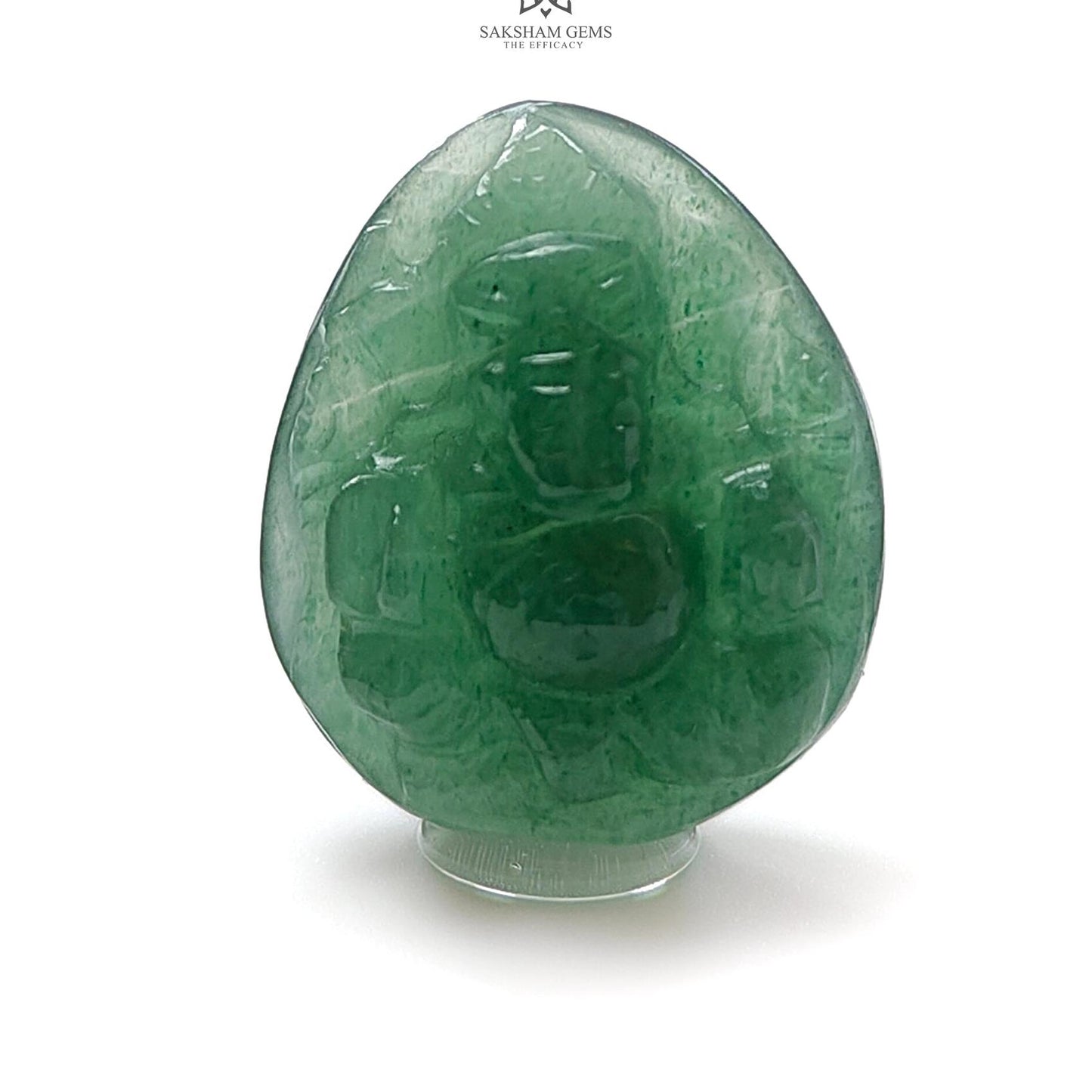 Green Aventurine Ganesha Carving : 18.20cts Natural Untreated Quartzite April Birthstone Lord Ganesha Idol Shape 20*17mm For Jewelry