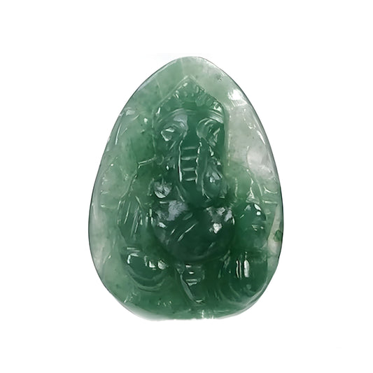 Green Quartz Ganesh Shape Carving