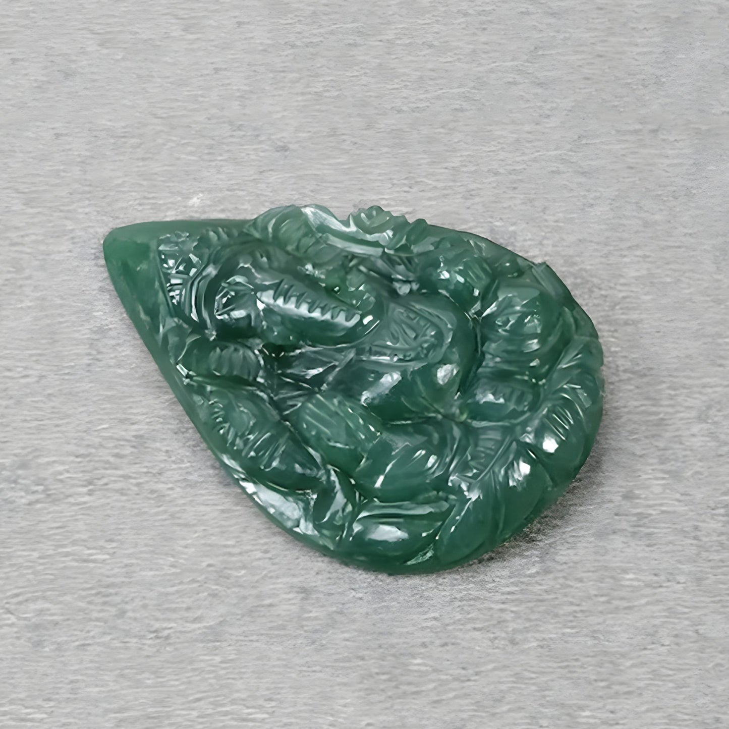 55.10cts Natural Untreated Green Quartz Gemstone Carving Lord Ganesh