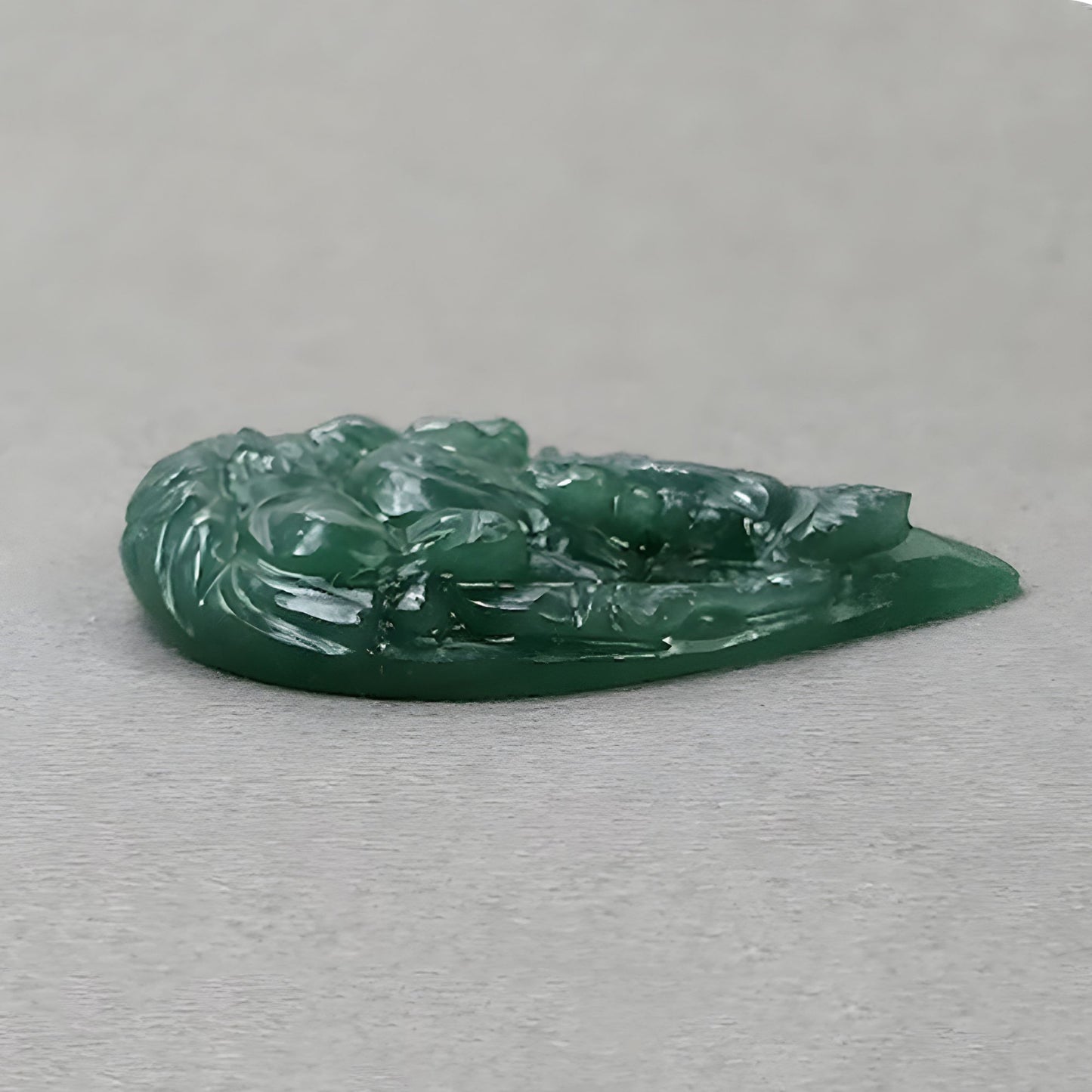 55.10cts Natural Untreated Green Quartz Gemstone Carving Lord Ganesh