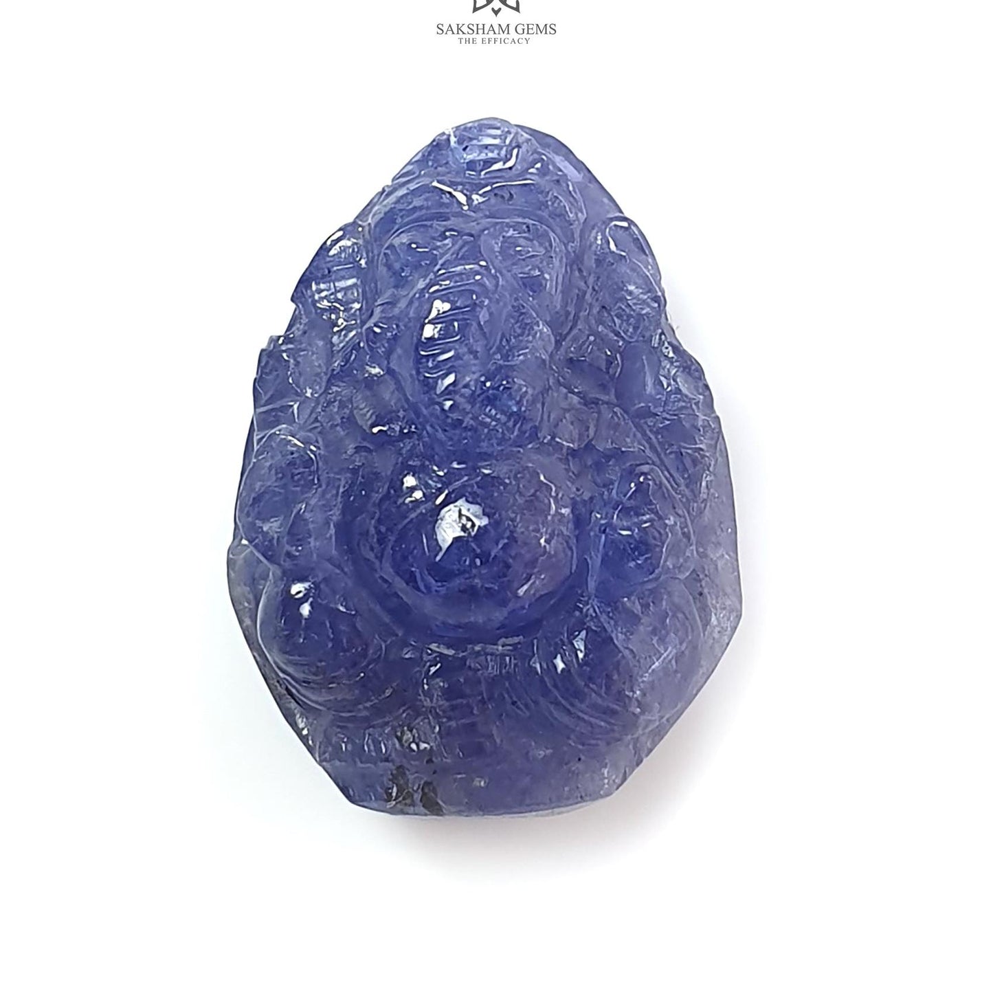 Tanzanite Gemstone Carving: 40.80cts Natural Blue Tanzanite Gemstone December Birthstone Lord Ganesha Idol Shape 26*19mm For Jewelry