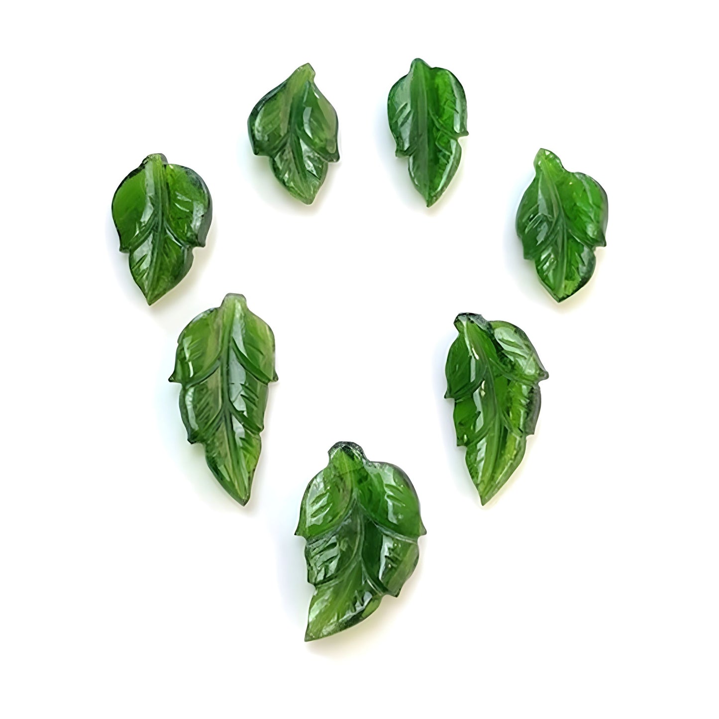 Chrome Diopside Leaves Shape Carving