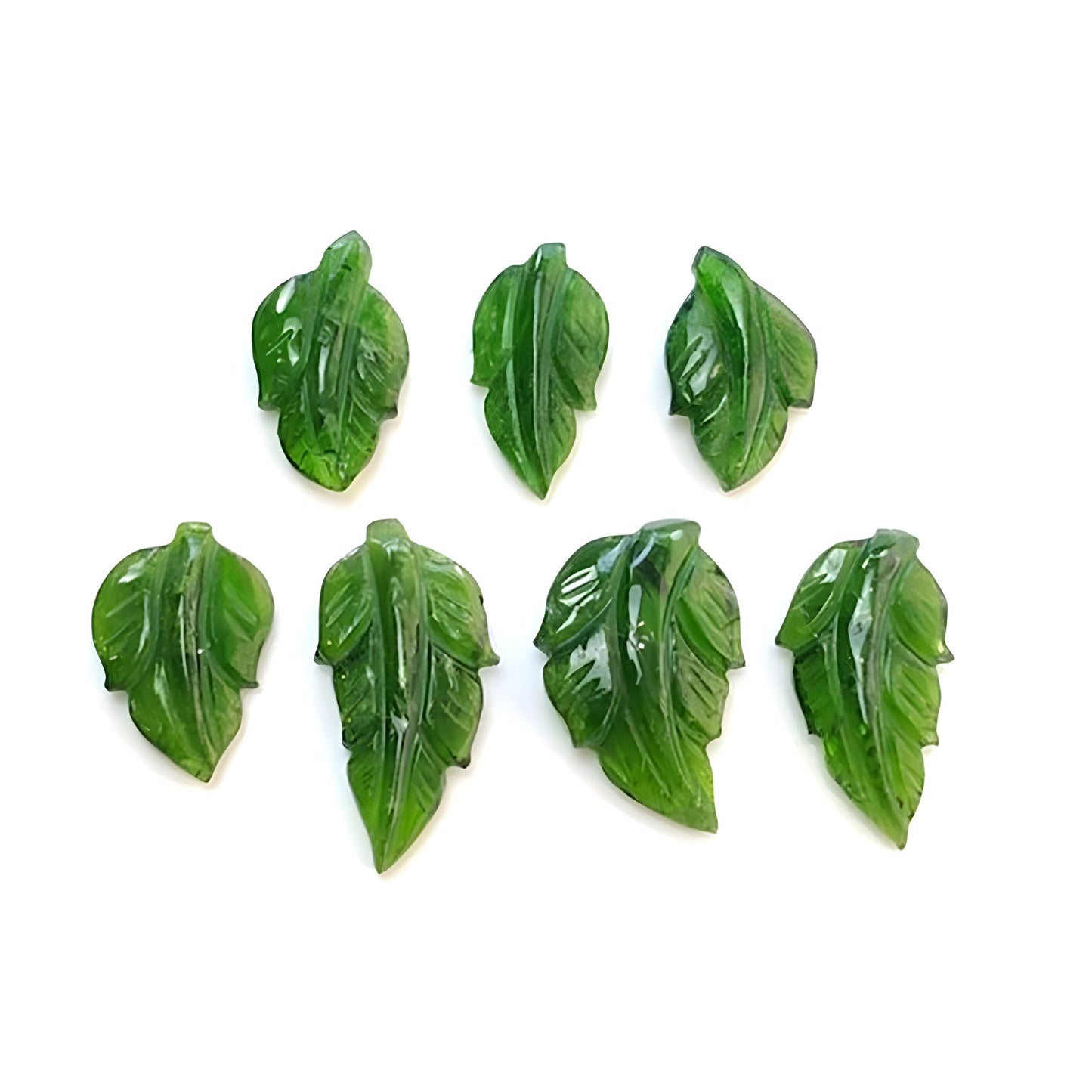 31.60cts Chrome Diopside Gemstone Natural Untreated Carving Leaves Shape 7pcs