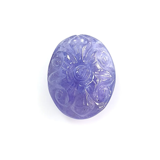blue tanzanite oval shape carving