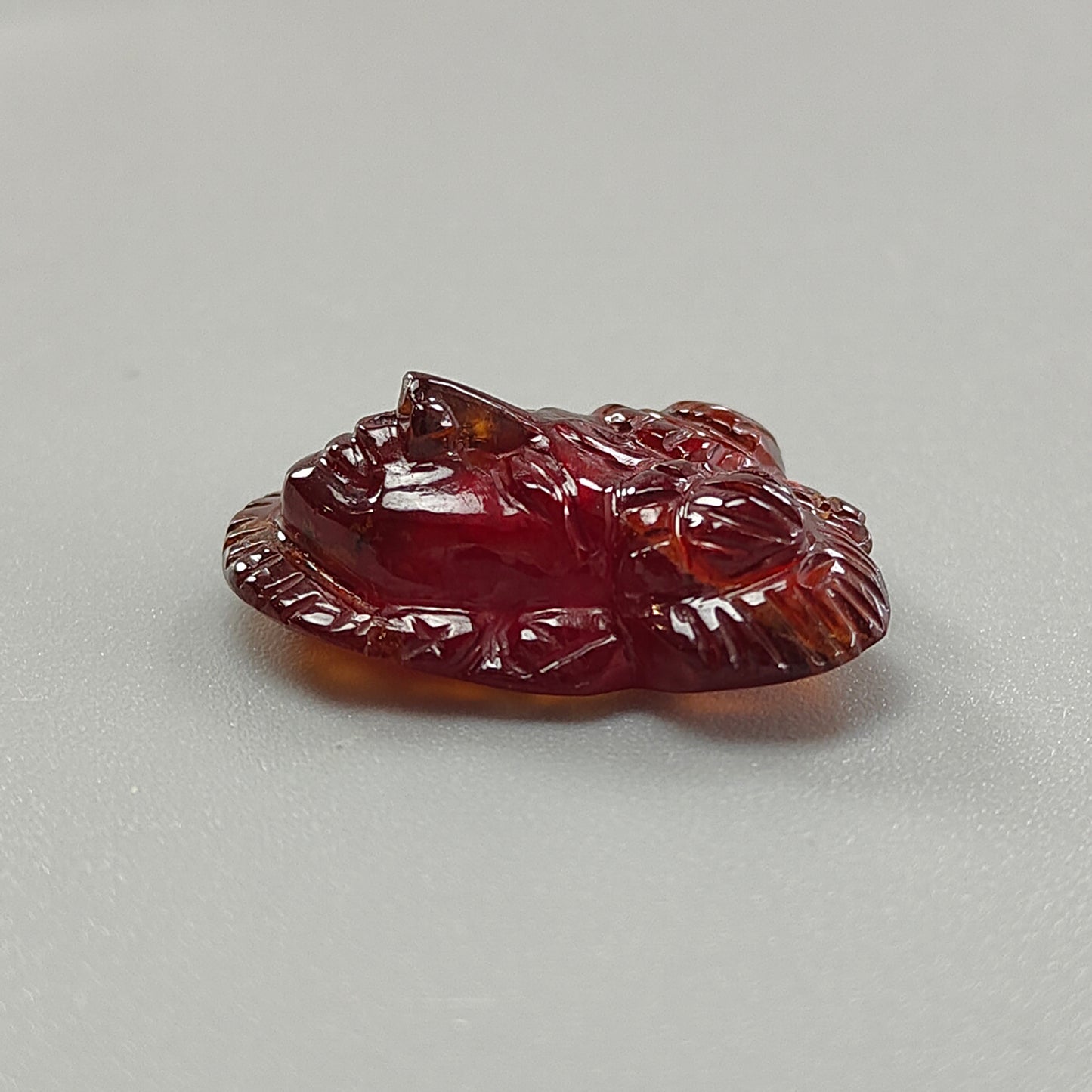 Cinnamon Hessonite Garnet Gemstone Carving: 27.20cts Natural Untreated Hessonite Hand Carved Lord Shrinathji Idol 25*21mm January Birthstone