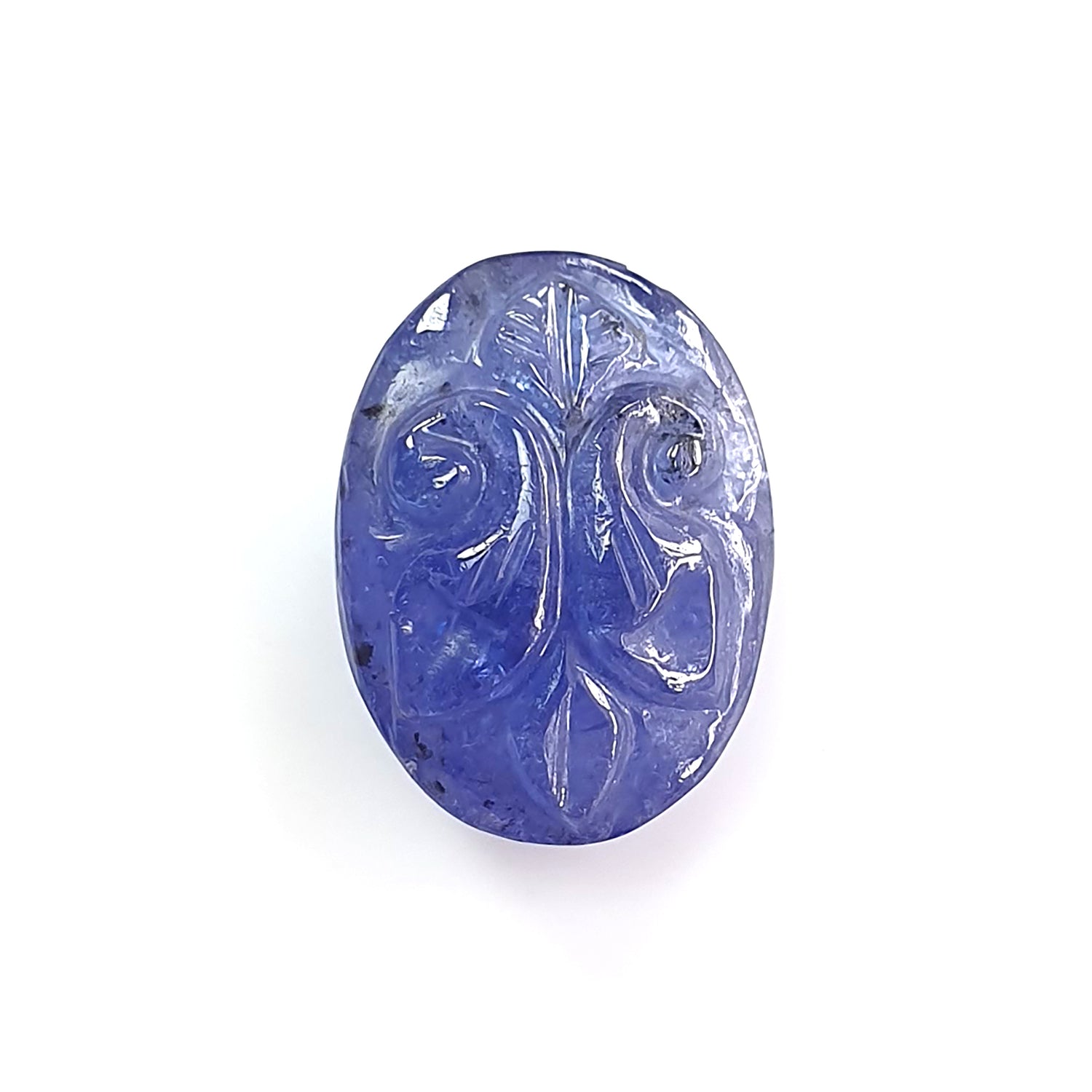 blue tanzanite oval shape carving