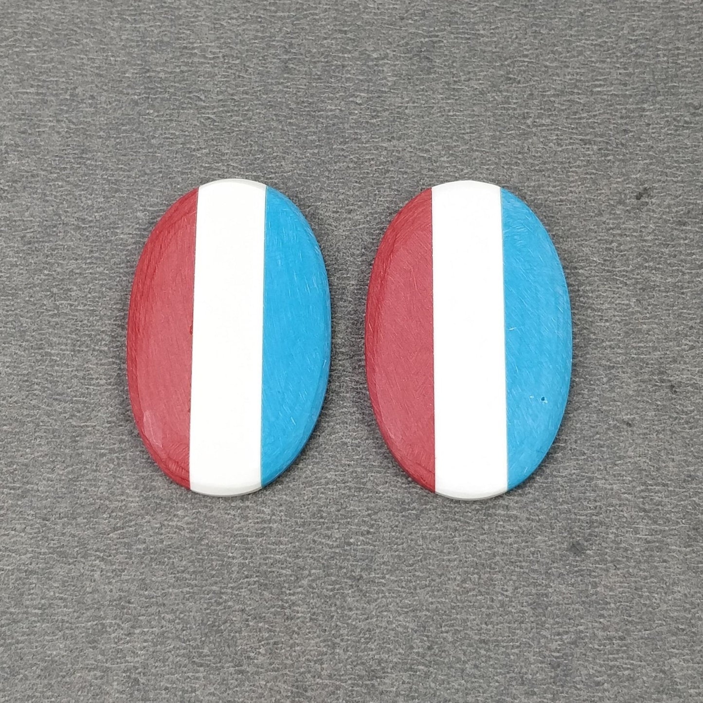 35.00cts Luxembourg National Flag Exclusive Synthetic Stone Oval Shape Pair