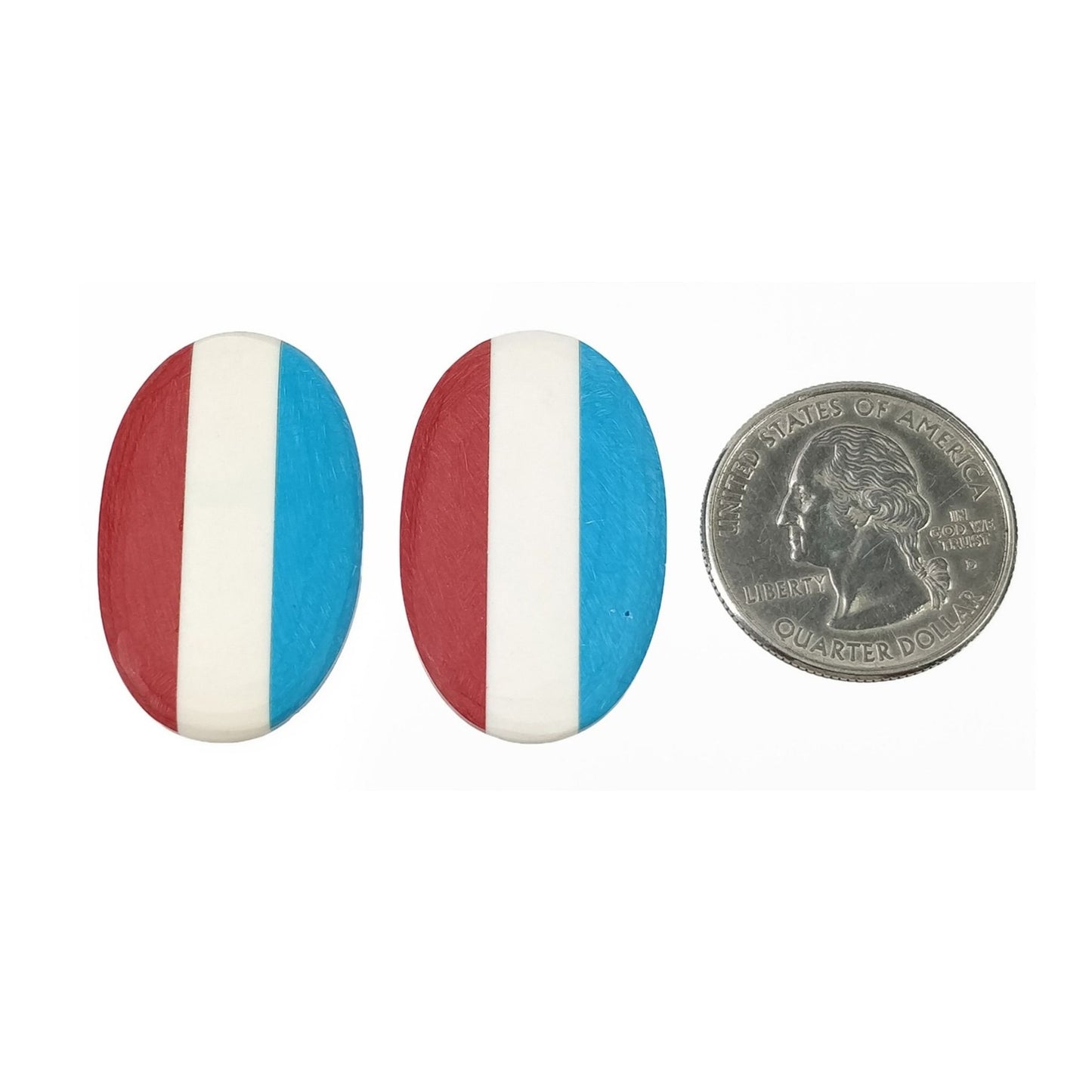 35.00cts Luxembourg National Flag Exclusive Synthetic Stone Oval Shape Pair