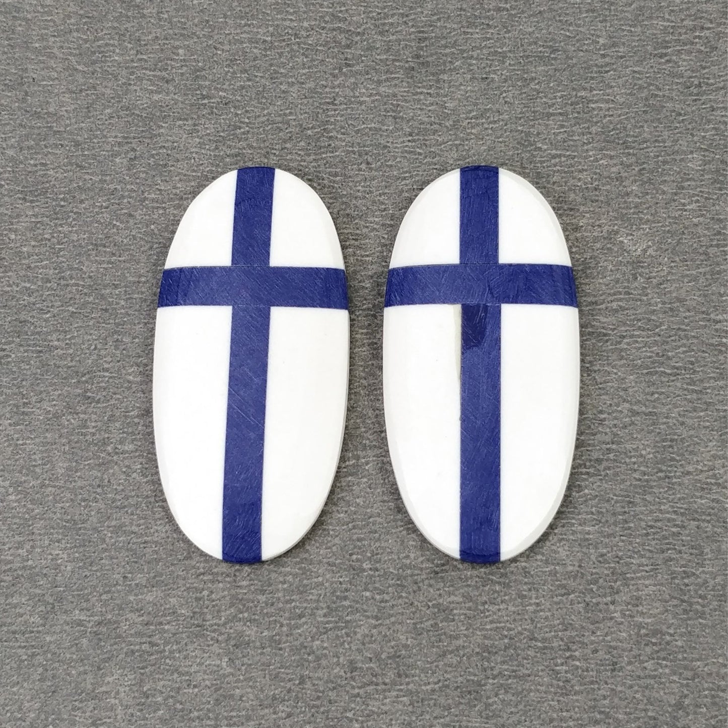 31.70cts Finland National Flag Exclusive Synthetic Stone Oval Shape Pair