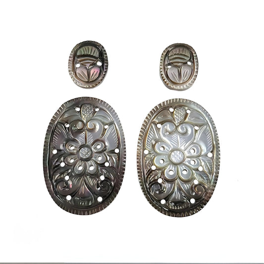 mother of pearl oval carving