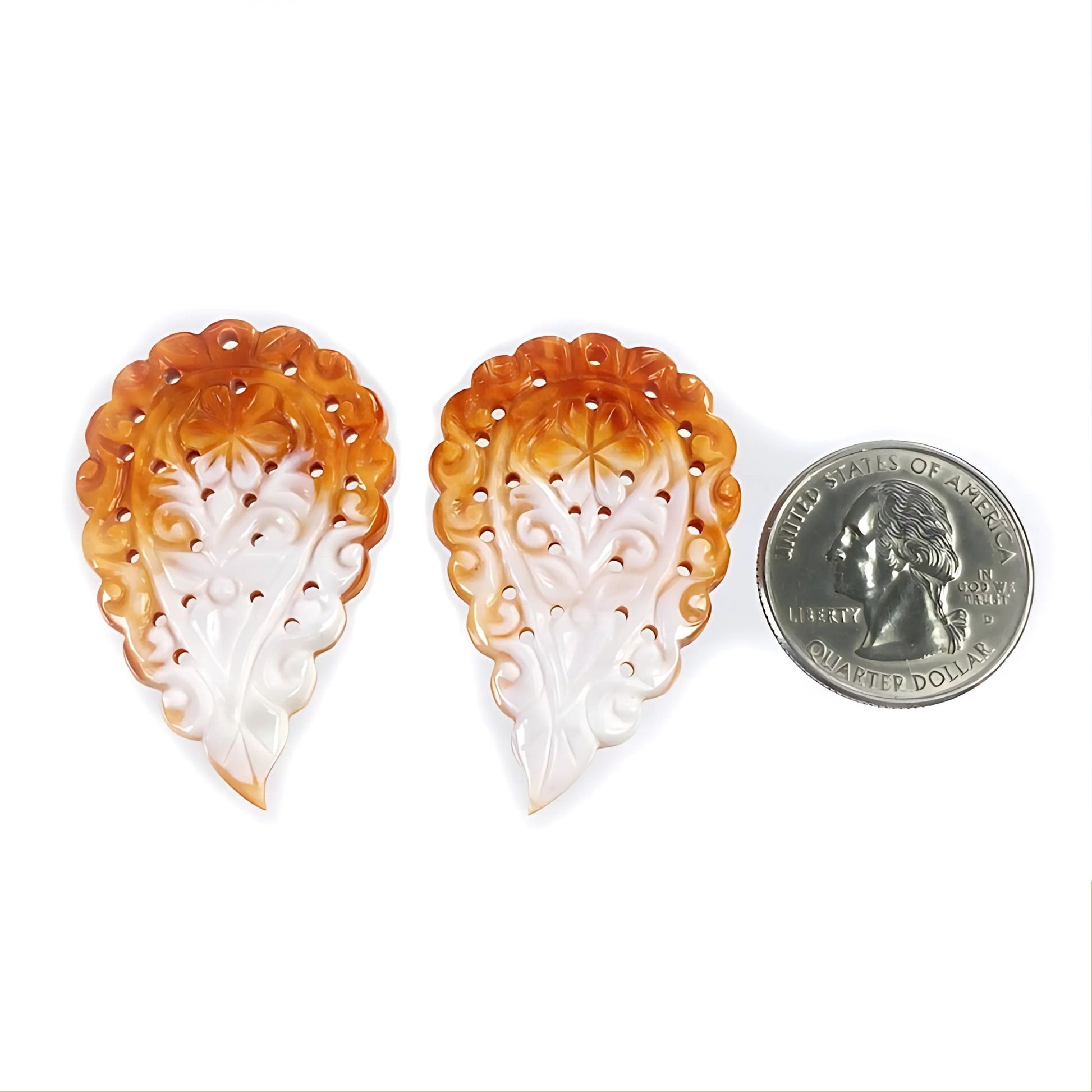 マザーオブパールのオレンジ彫刻