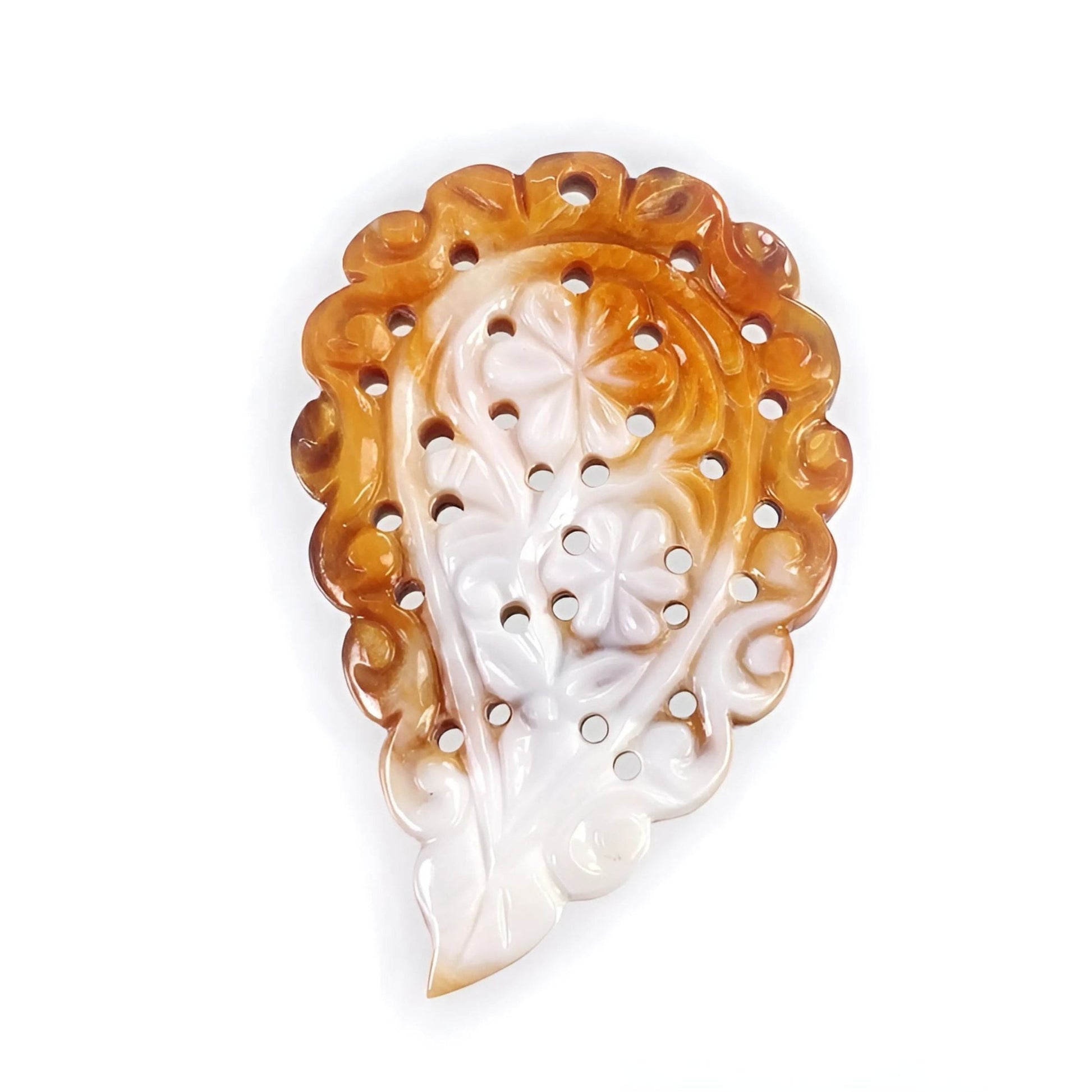 mother of pearl orange leaf carving