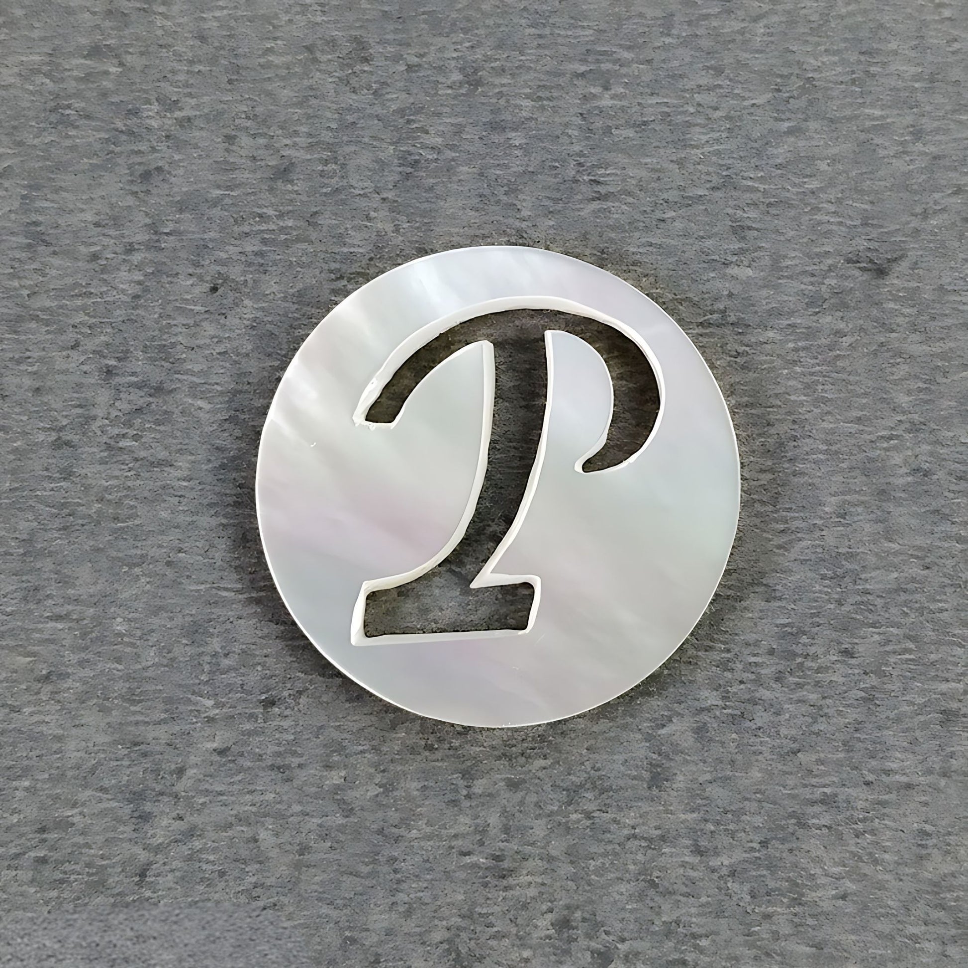 mother of pearl Letter 'P' Round Carving