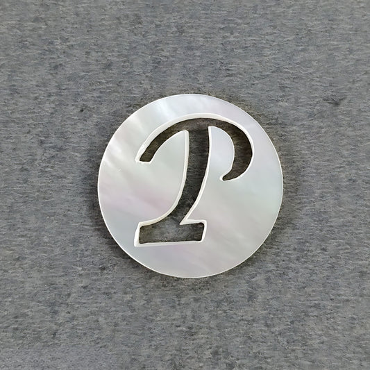 mother of pearl Letter 'P' Round Carving