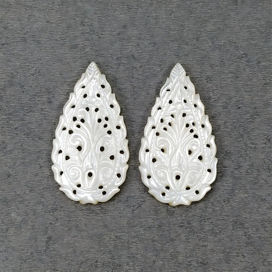 mother of pearl white pear carving