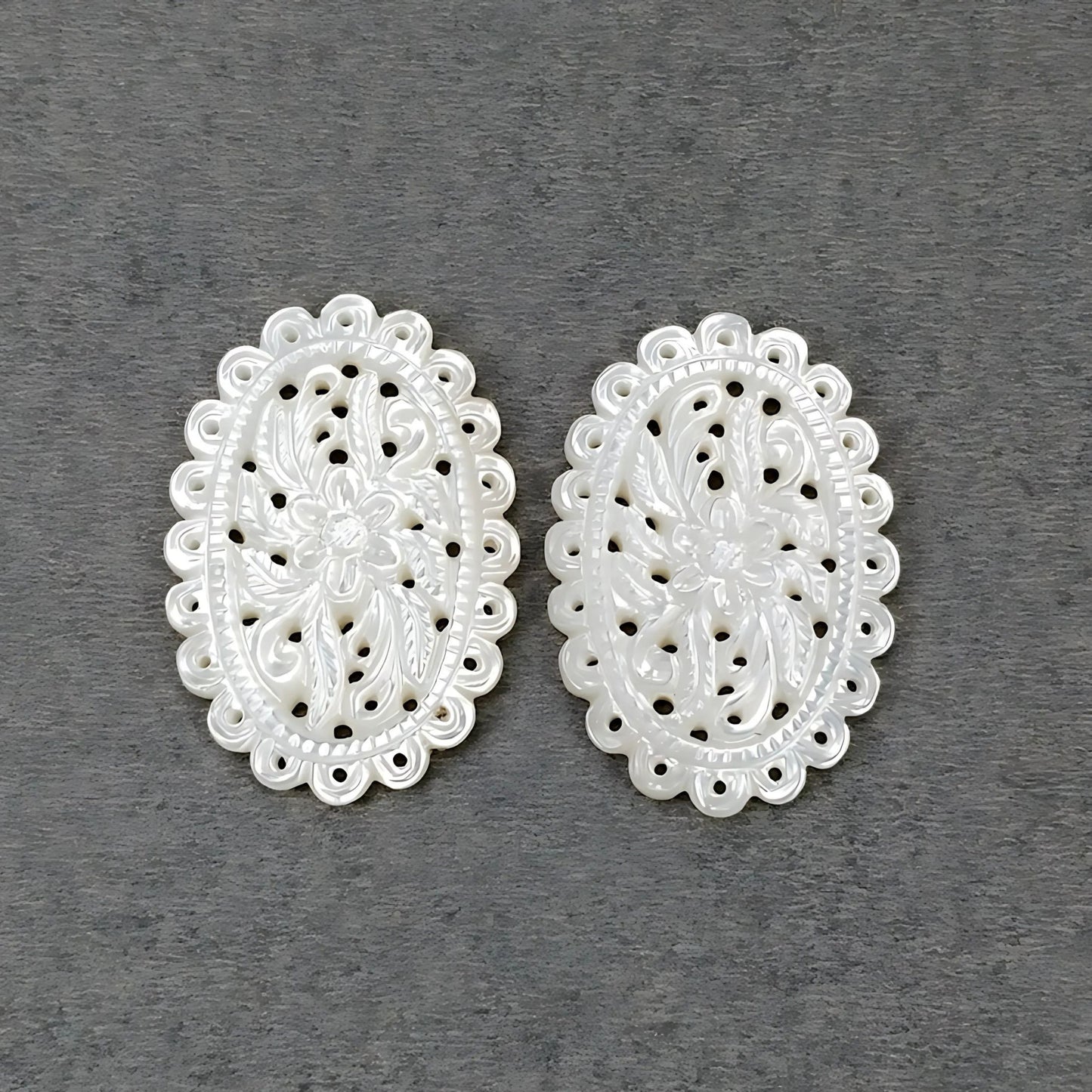 mother of pearl oval carving