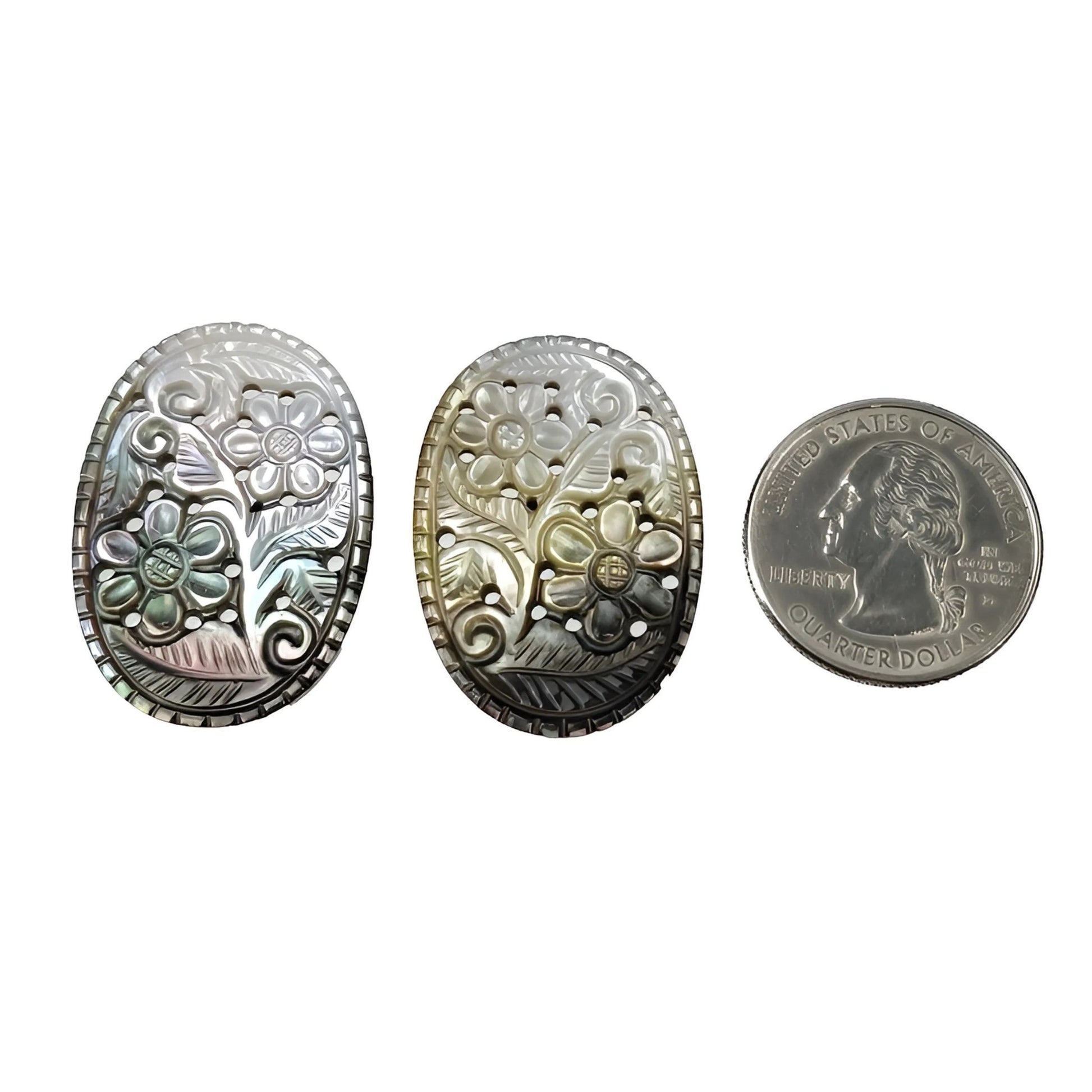 珍珠母椭圆形雕刻