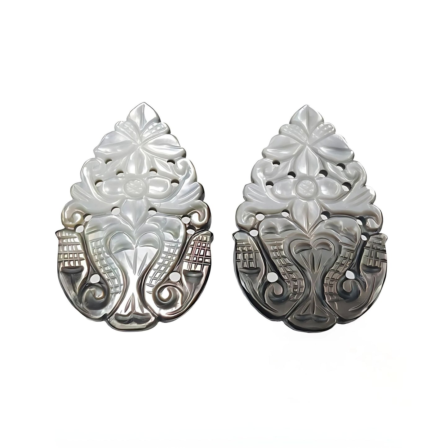 mother of pearl pear shape carving