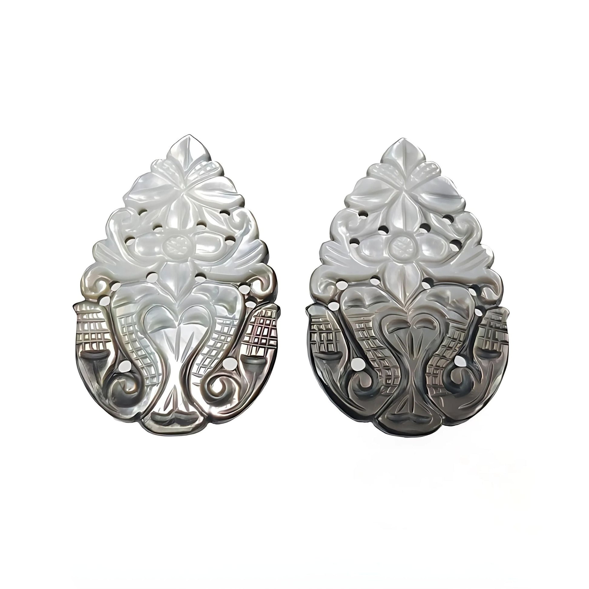 mother of pearl pear shape carving