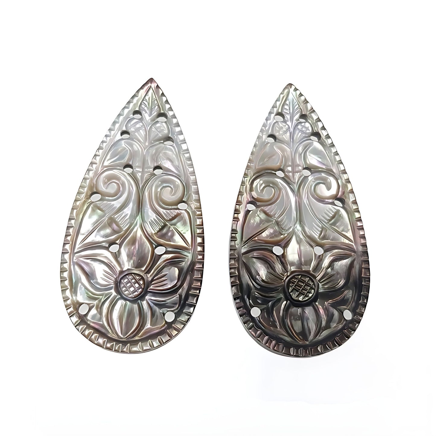 mother of pearl pear shape carving