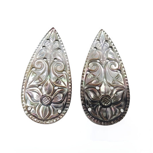 mother of pearl pear shape carving