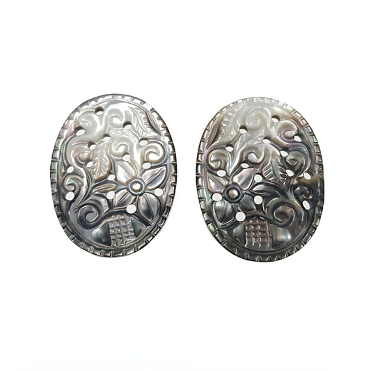 mother of pearl oval carving