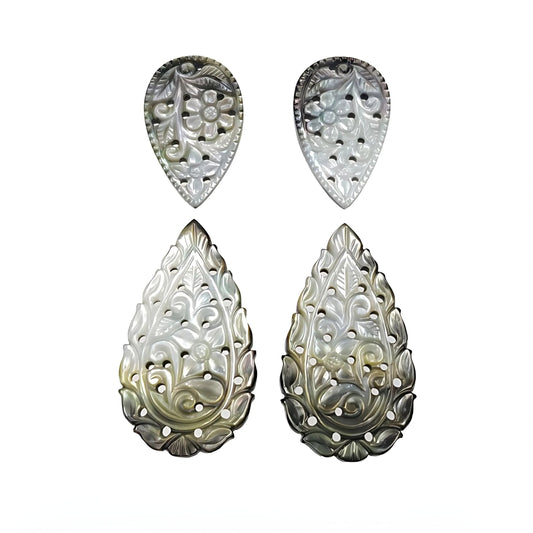 mother of pearl pear shape carving