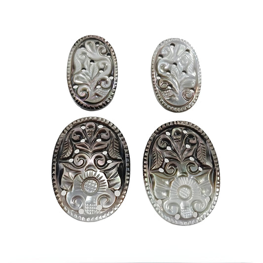 mother of pearl oval carving