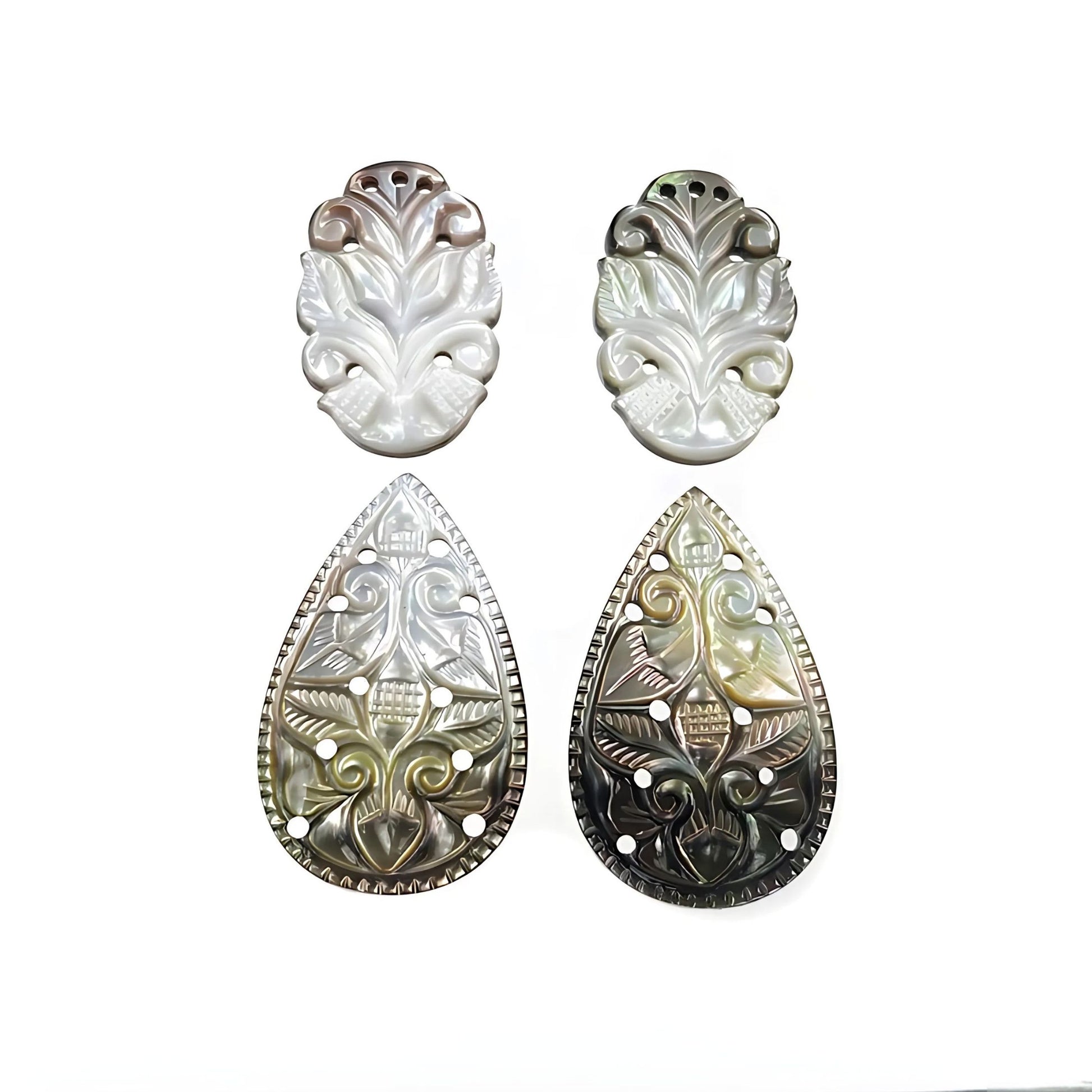 mother of pearl pear shape carving