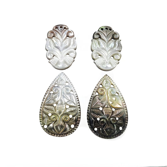 mother of pearl pear shape carving