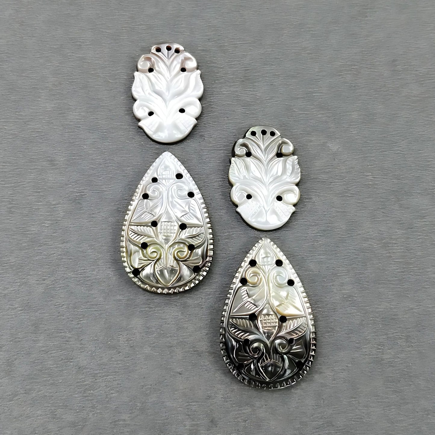 マザーオブパールの洋ナシ型彫刻