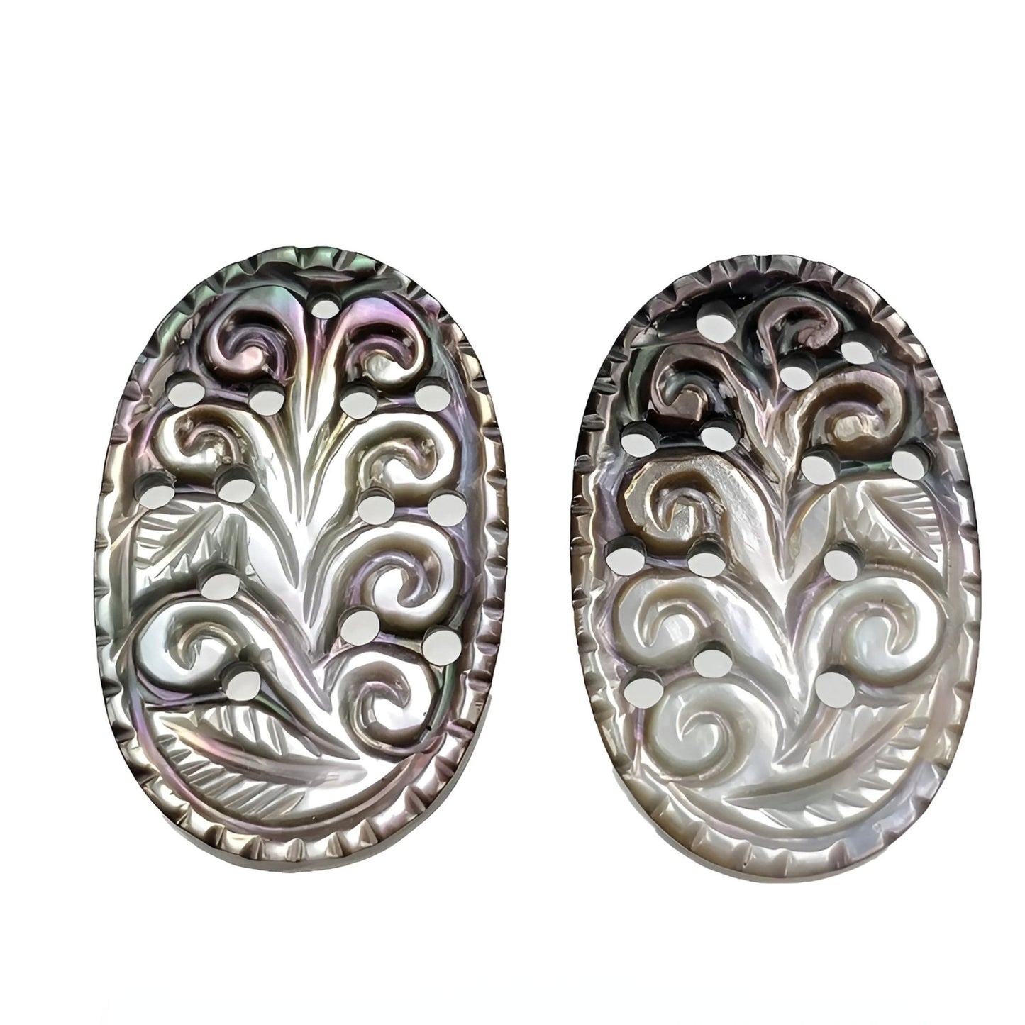 mother of pearl oval carving