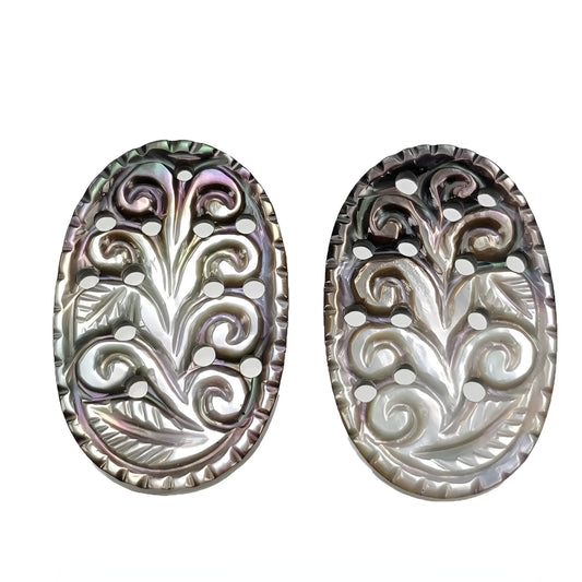 mother of pearl oval carving