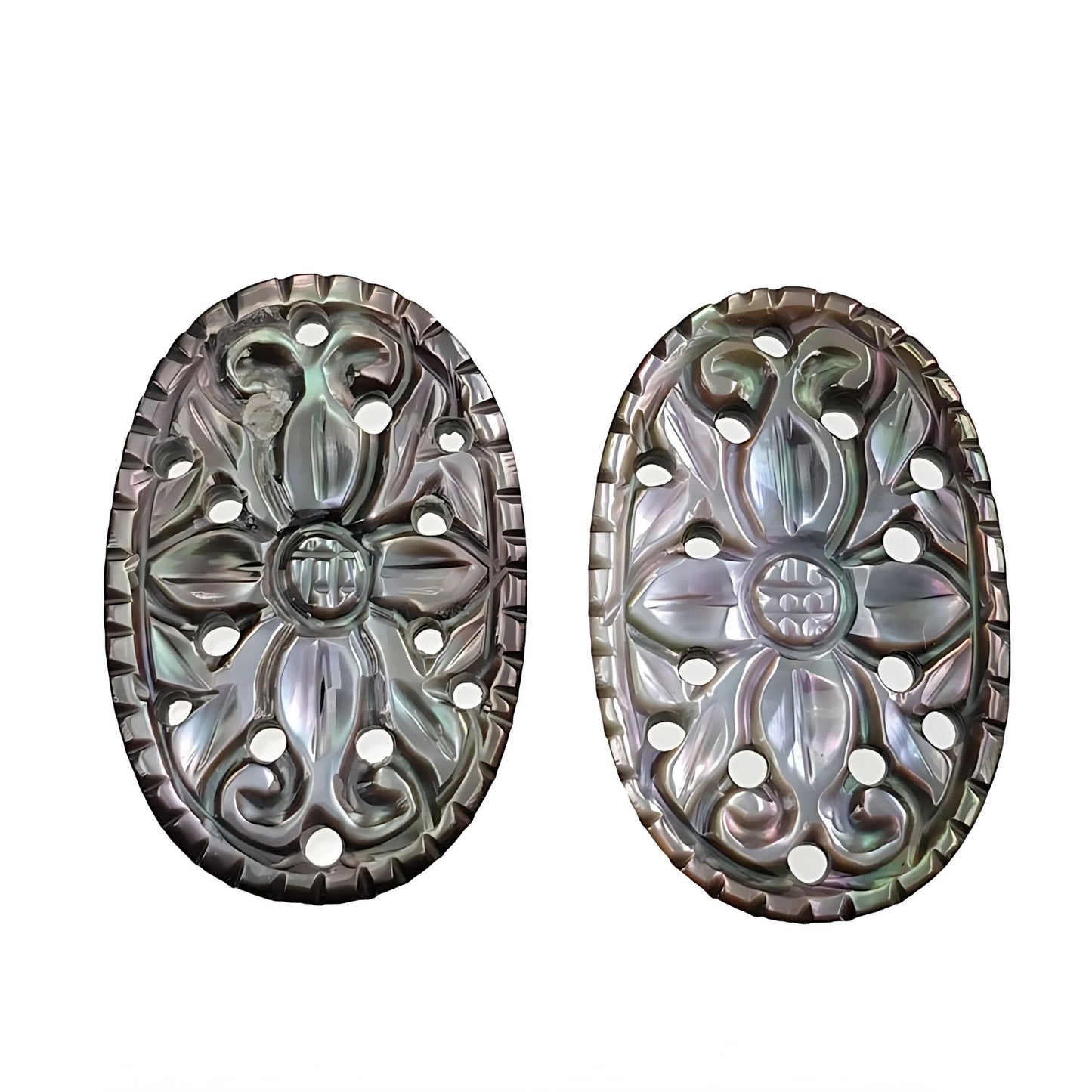 mother of pearl oval carving