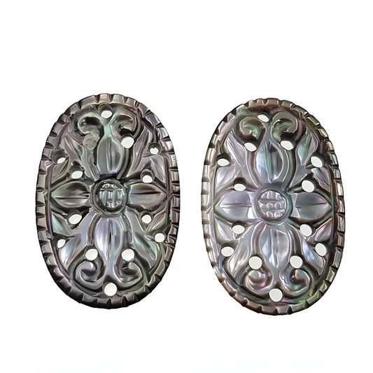 mother of pearl oval carving